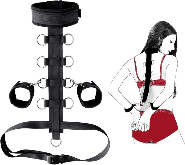 Nastavitelná SM sada pro bondage s obojkem a pouty pro páry