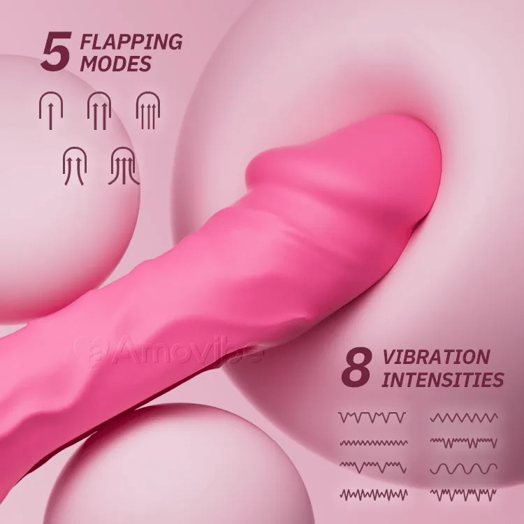 Vibrační dildo s pohybem vpřed a vzad a vzory kmitání (včetně přísavky)