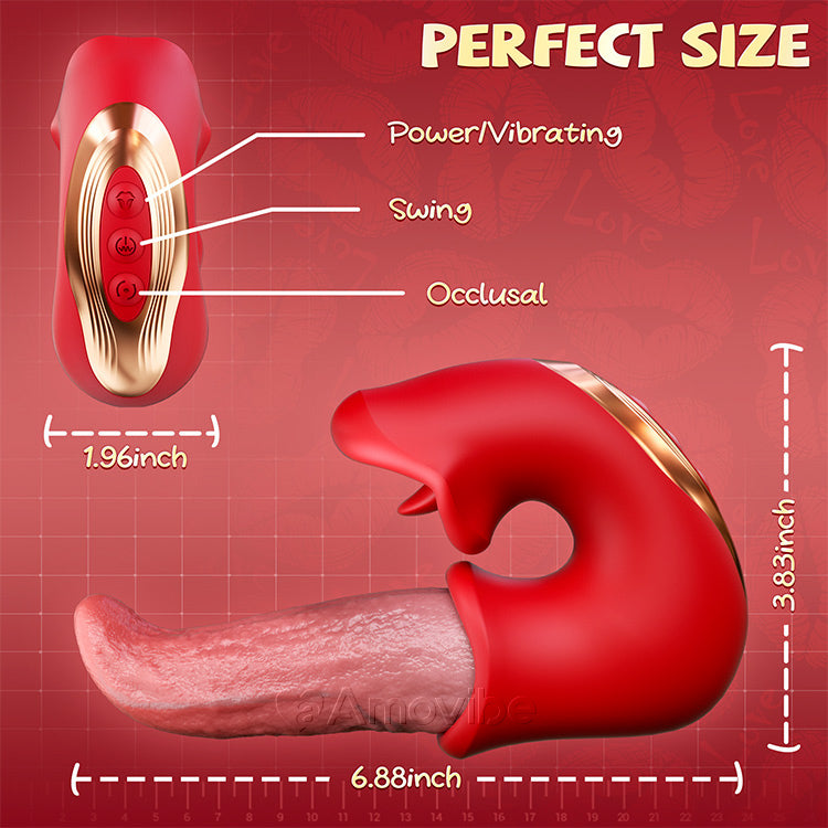 3 v 1 dildo vibrátor - s G-bodem, klitorisem a jazykem, vodotěsný