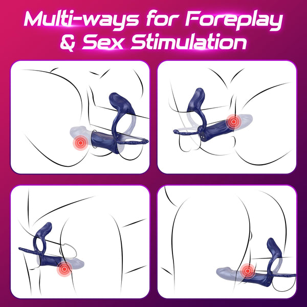 Nasazovací penis a vibrační návlek – erekční kroužek pro stimulaci klitorisu a bodu G